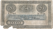 Twenty Pounds, 5 February 1915, B 7744, signature of D. McKee, 44 branches (Pick A53). Damage at bottom left with...