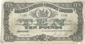 Ten Pounds, 3 January 1923, Y 150, signature of R. Keith (Pick 128a). Pinholes, edge nicks, missing a tiny piece...