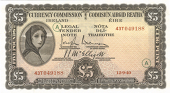 Five Pounds, 12 September 1940, 43T 049188, code letter A, Brennan-McElligott signatures (MacDevitt E-091; Pick 3C)....