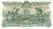 The National Bank Ltd, One Pound, 6 May 1929, 05NA 065835, Brennan-Russell signatures (MacDevitt E-025; Pick 26)....