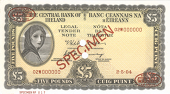 Five Pounds, 2-5-04, 02W 000000, De la Rue specimen, two company stamps either side, stamped SPECIMEN either side...