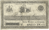 One Pound, Bank of Cork, uniface proof on paper, stamped SPECIMEN twice on front (Pick –). Mount marks on back, a...