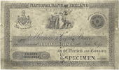 Thirty Shillings, New Ross, uniface proof on card, stamped SPECIMEN twice on front (Pick –). A 35mm tear at top...