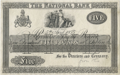 Five Pounds, 5 April 1875, uniface proof on paper, 75 branches in five lines, pencilled 'From this' at lower right...