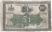 One Pound, 1 June 1918, B 93284, 97 branches in seven lines, printed signature of B. Wilson (Pick A57). Worn very...