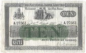 Ten Pounds, 10 March 1910, A 27561, 86 branches in six lines, signature of B. Evans (Pick A59). A few tiny spots in...