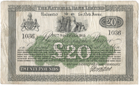 Twenty Pounds, 20 November 1915, no. 1036, 91 branches in six lines, printed signature of B. Wilson (Pick –)....