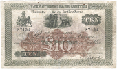Ten Pounds, 10 November 1924, no. 87154, signature of J. Brown (Pick A62). Paper very wrinkled, a few edge nicks and...