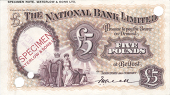 Five Pounds, undated, colour trial, stamped SPECIMEN, WATERLOW & SONS LTD in red either side and in black in top...