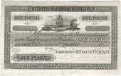 One Pound, 18–, uniface proof on paper with printed check number above panels for serial numbers at upper left and...