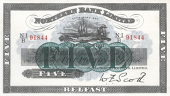 Five Pounds, 1 September 1937, N-I/B 91844, signature of W.F. Scott (Pick 180a). About uncirculated (£150-200)