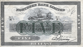 Five Pounds, 1 February 1942, N-I/K, signature of A.P. Tibbey, printer’s work note, date changed to 1 May 1942,...