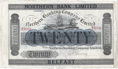 Twenty Pounds, 1929, new bank title on Northern Banking Co Ltd issue, 20 October 1921, A 3069, uncertain signature...