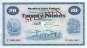 Twenty Pounds, 1 July 1970, F 0000000, signature of W.S. Wilson, colour trial, stamped SPECIMEN in red either side,...