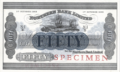 Fifty Pounds, 1 October 1968, N-I/B, no signature, stamped SPECIMEN in red either side (Pick 185). Uncirculated...