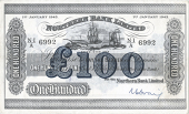 One Hundred Pounds, 1 January 1943, N-I/A 6992, signature of R.E. Craig (Pick 183). Small smudge on back, otherwise...