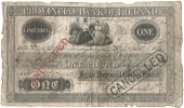 One Pound, 15 September 1825, no. 47555, Limerick, serial number and most of date entered by hand, stamped CANCELLED...