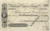 One Hundred Pounds, Limerick, uniface proof on card, stamped SPECIMEN at lower right (Pick –). A few marks on...