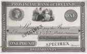 One Pound, Ballyshannon, proof on card, stamped SPECIMEN twice (Pick –). Paper remnants and mount marks on back, a...