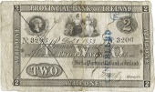 Two Pounds, 1 December 1853, no. 3206, Athlone, inked X across left half, stamped CANCELLED on right half (Pick...