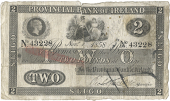 Two Pounds, 1 November 1858, no. 43228, Sligo, signature crossed through at bottom right, stamped CANCELLED on left...