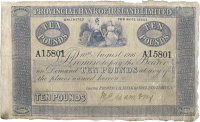 Ten Pounds, 10 August 1916, A 15801, 57 branches, signature uncertain (Pick A118). Worn top edge and lightly...