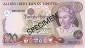 Twenty Pounds, 1 January 1982, SN 000000, stamped SPECIMEN in black either side, signature of P. O'Keeffe (Pick 4)....