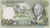 One Hundred Pounds, 1 December 1988, TN 244289, signature of G.B. Scanlon (Pick 9). About uncirculated (£180-220)


