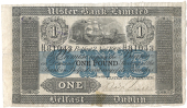 One Pound, 2 November 1908, H/H 81043, signature of Robert Russell, 66 branches (Pick A131). Post Office stamp on...
