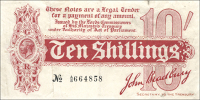 Ten Shillings, August 1914, A/15 664858 (Dugg. T9). About very fine (£120-150)
