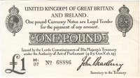 One Pound, 1914-16, H1/37 68886 (Dugg. T11-2). Good extremely fine to about uncirculated (£300-350)

