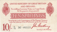 Ten Shillings, 1914-16, S1/72 092123 (Dugg. T13-2). About extremely fine (£200-250)


