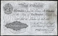 One Hundred Pounds, 15 January 1931, 39/O 10545 (Dugg. B232). Smudging from thumb prints on right side, otherwise...