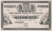 Twenty Pounds, 184–, Edinburgh, uniface proof on card, titles of four original constituent banks in borders...