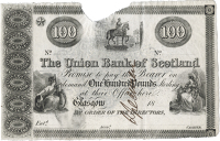 One Hundred Pounds, 18—, Glasgow, specimen on watermarked paper, printed both sides, SPECIMEN written across front...