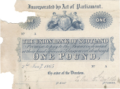 One Pound, 2 January 1865, A prefix, uniface blue and white proof on paper, 'To this 5th Decr. 1864' pencilled at...