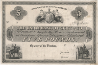 Five Pounds, 2 April 1870, A prefix, uniface proof on paper (Douglas 20). Mount marks on backs of two corners and a...