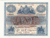 One Pound, 1 October 1921, A 000000, Hird-McCrindle signatures, stamped SPECIMEN across front, four small...