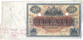 Twenty Pounds, 2 August 1923, A prefix, no signatures, annotated 'Back Color OK…Wording correct for £20. Lay...