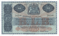 One Hundred Pounds, 1 June 1962, V/3 02/184, signature of A.P. Anderson (Douglas 62-1). Two firm folds, otherwise...