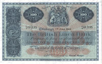 One Hundred Pounds, 1 June 1962, V/3 02/185, signature of A.P. Anderson (Douglas 62-1). Two firm folds, otherwise...
