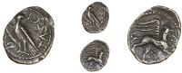 Catuvellauni, Tasciovanus, Unit, eagle standing left, tascio around, rev. griffin right, pellet-in-annulet in front,...