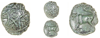 Catuvellauni, Tasciovanus, Bronze, eight-pointed star, verlamio in angles, rev. bull left, 1.96g/6h (BMC 1745-51; VA...
