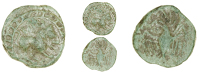 Catuvellauni, Rues, Bronze, lion right, rvii above, rev. eagle, 2.67g/10h (BMC 1691; VA 1890; S 270). Good fine,...