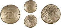 Dobunni, Eisu, Stater, similar, 5.51g/7h (BMC 3042, same rev. die [?]; VA 1105; S 381). Reverse struck from a worn...
