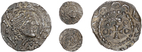 Early Anglo-Saxon Period, Primary series B1, Sceatta, diademed head right within beaded circle, rev. bird above...