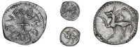 Kings of Northumbria and Archbishops of York, Eadberht (737-58), Sceatta, edtberehtvl· around cross, rev. stylized...