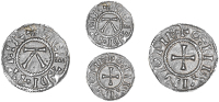 Viking Coinages: Danish East Anglia, St Edmund Memorial coinage, Penny, Otibuinc, sc eadmvm r around a, rev. otiibvi...