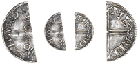 Harthacnut (1035-1042), Cut Halfpenny, Lund (?), bust left, hardec[——], rev. long cross, merle[——],...