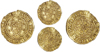 Edward III (1327-1377), Pre-Treaty period, Quarter-Noble, series B, mm. cross 1, pellet below shield, e in centre of...